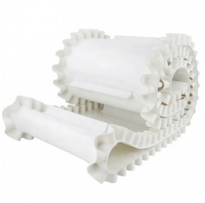 White pu food grade sidewall conveyor belt with baffle
